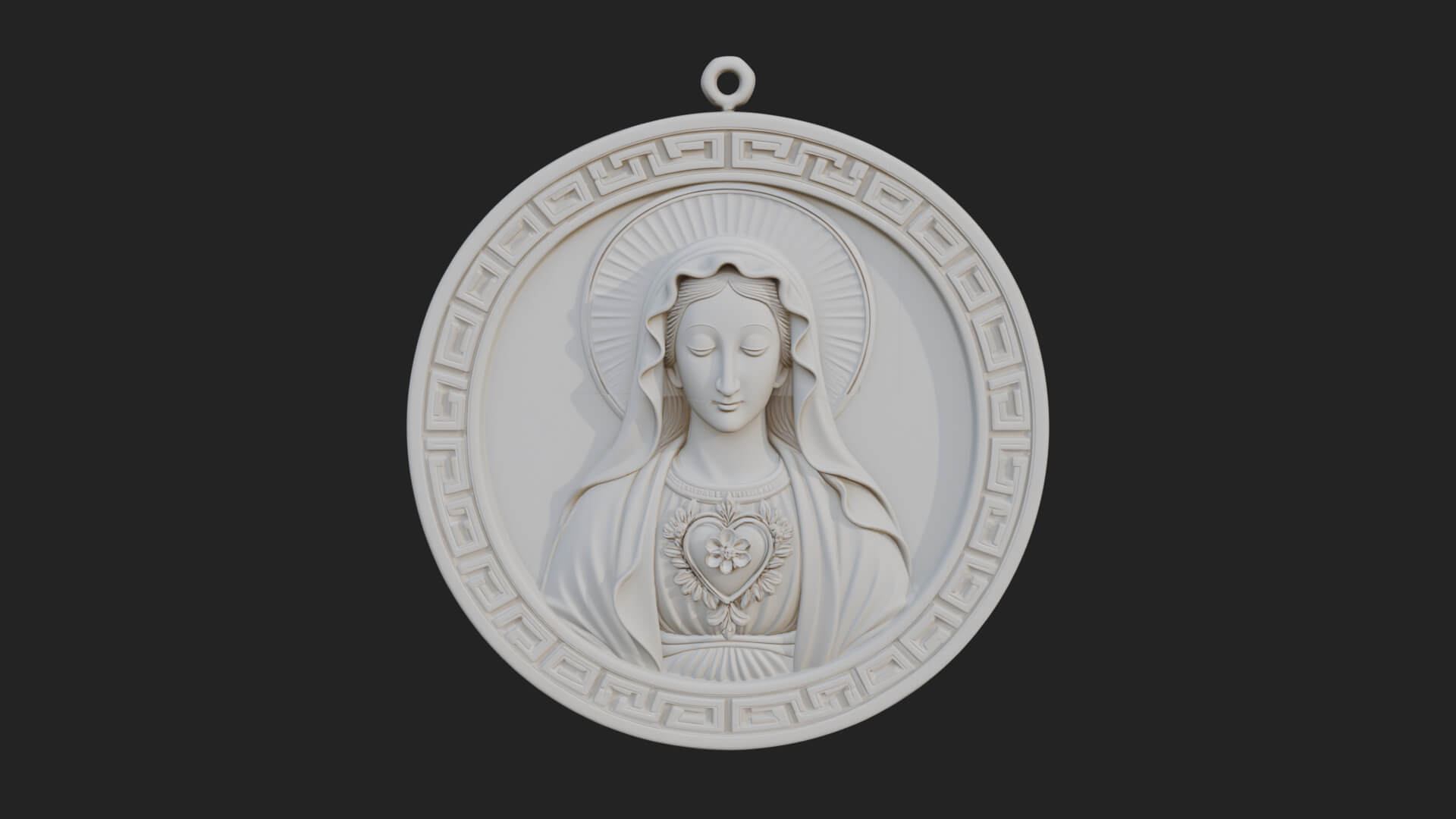 Veiled Madonna Oval Relief Plaque Design 4 3D Print Model 3D Model