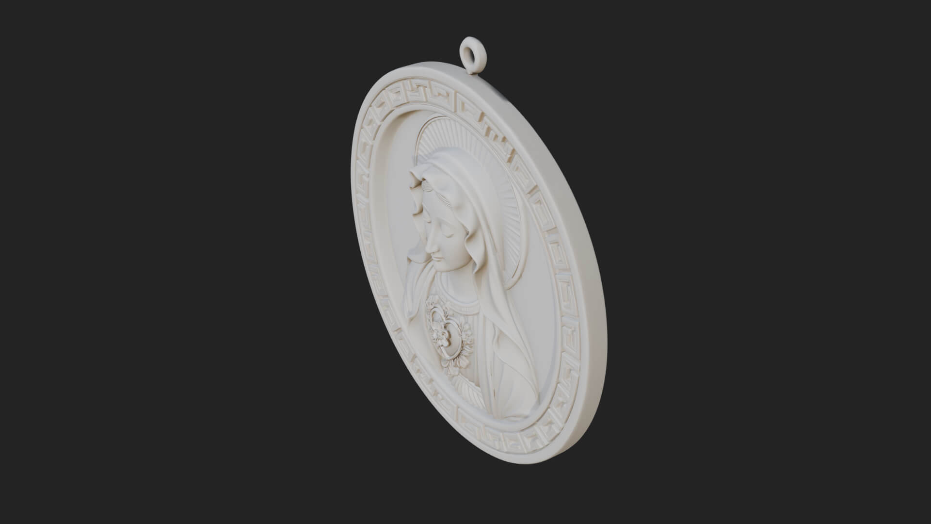 Veiled Madonna Oval Relief Plaque Design 4 3D Print Model 3D Model