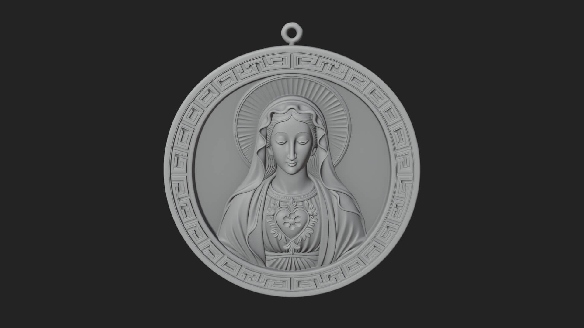 Veiled Madonna Oval Relief Plaque Design 4 3D Print Model 3D Model