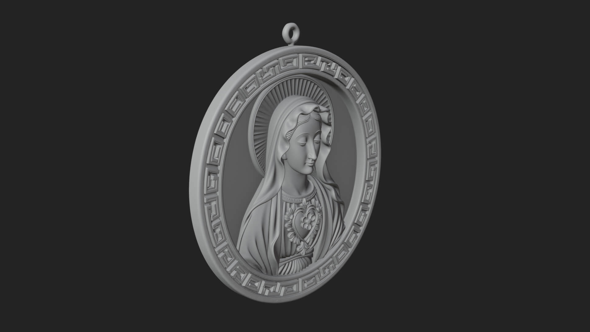 Veiled Madonna Oval Relief Plaque Design 4 3D Print Model 3D Model
