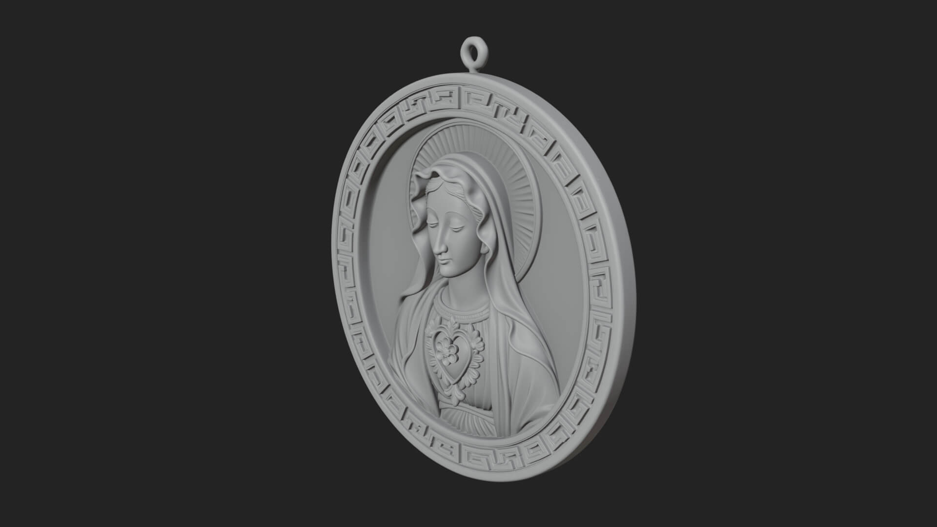 Veiled Madonna Oval Relief Plaque Design 4 3D Print Model 3D Model