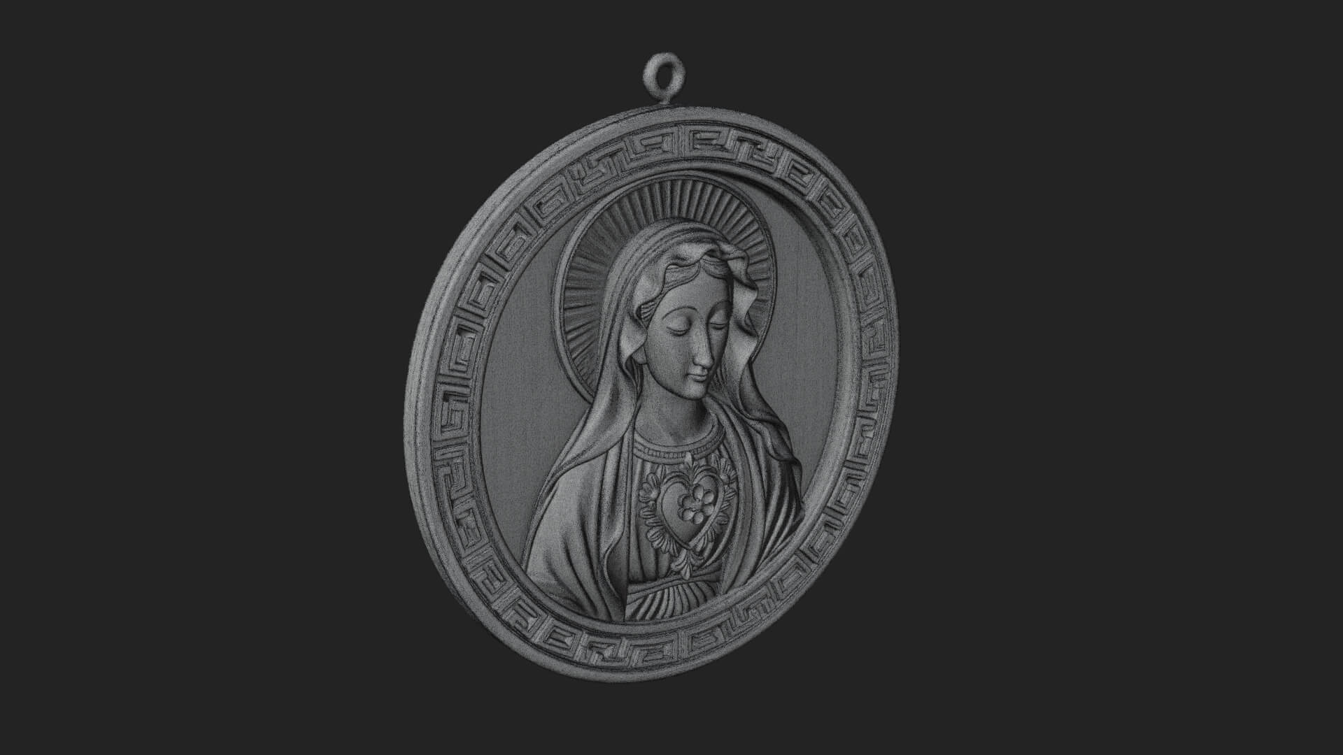 Veiled Madonna Oval Relief Plaque Design 4 3D Print Model 3D Model
