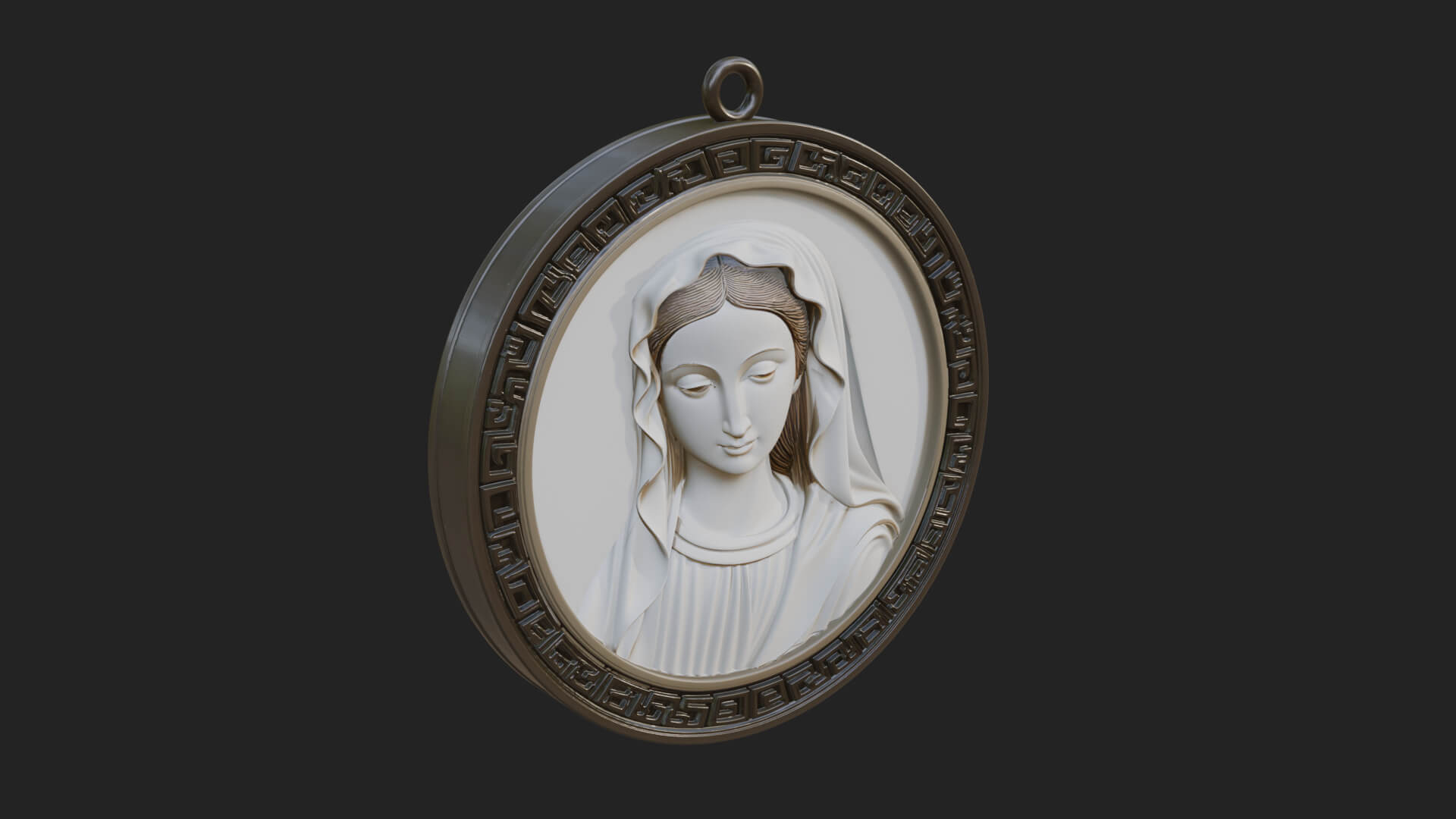 Veiled Madonna Oval Relief Plaque Design 5 3D Print Model 3D Model