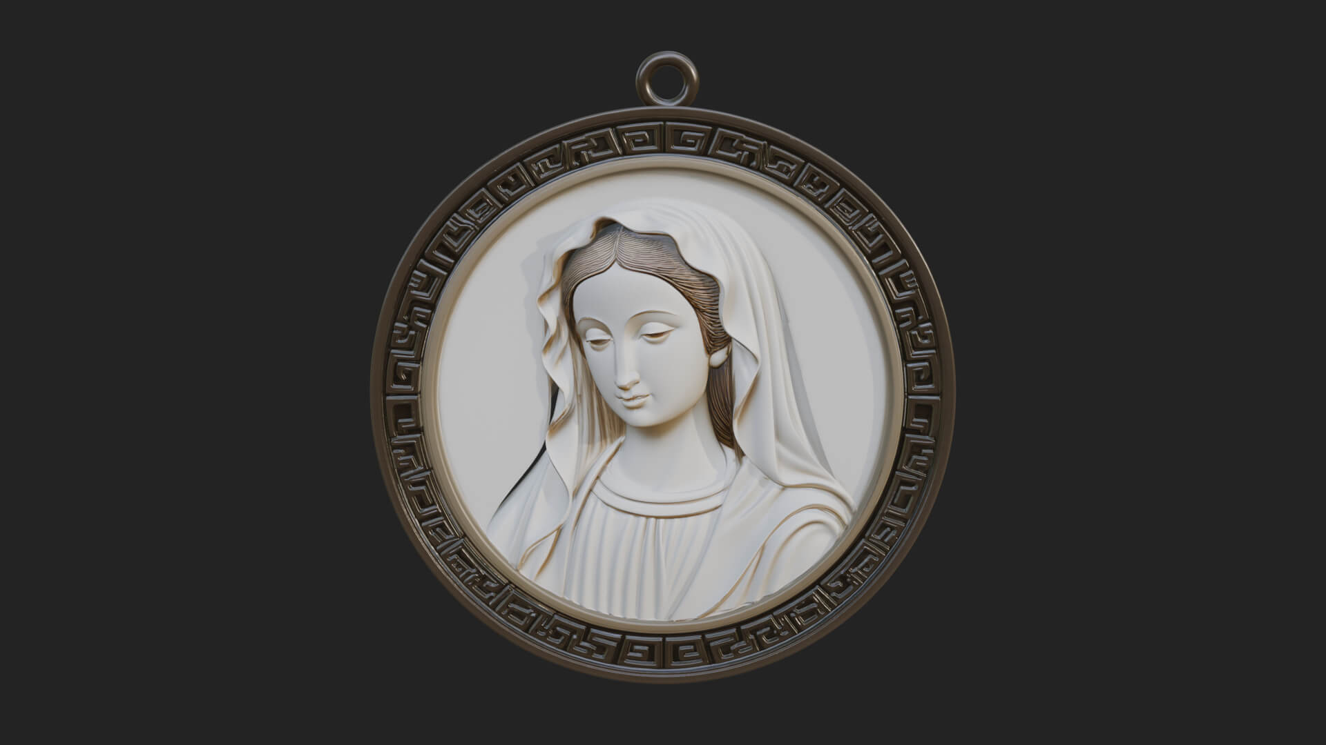 Veiled Madonna Oval Relief Plaque Design 5 3D Print Model 3D Model