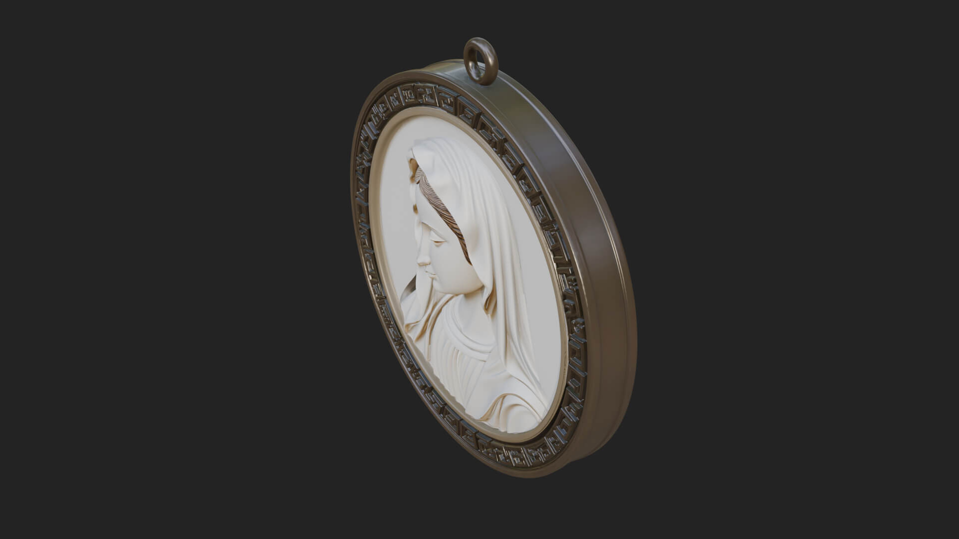 Veiled Madonna Oval Relief Plaque Design 5 3D Print Model 3D Model