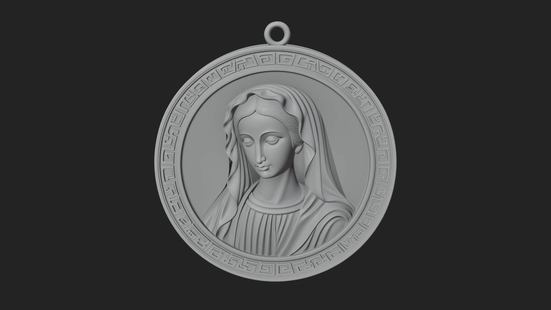 Veiled Madonna Oval Relief Plaque Design 5 3D Print Model 3D Model