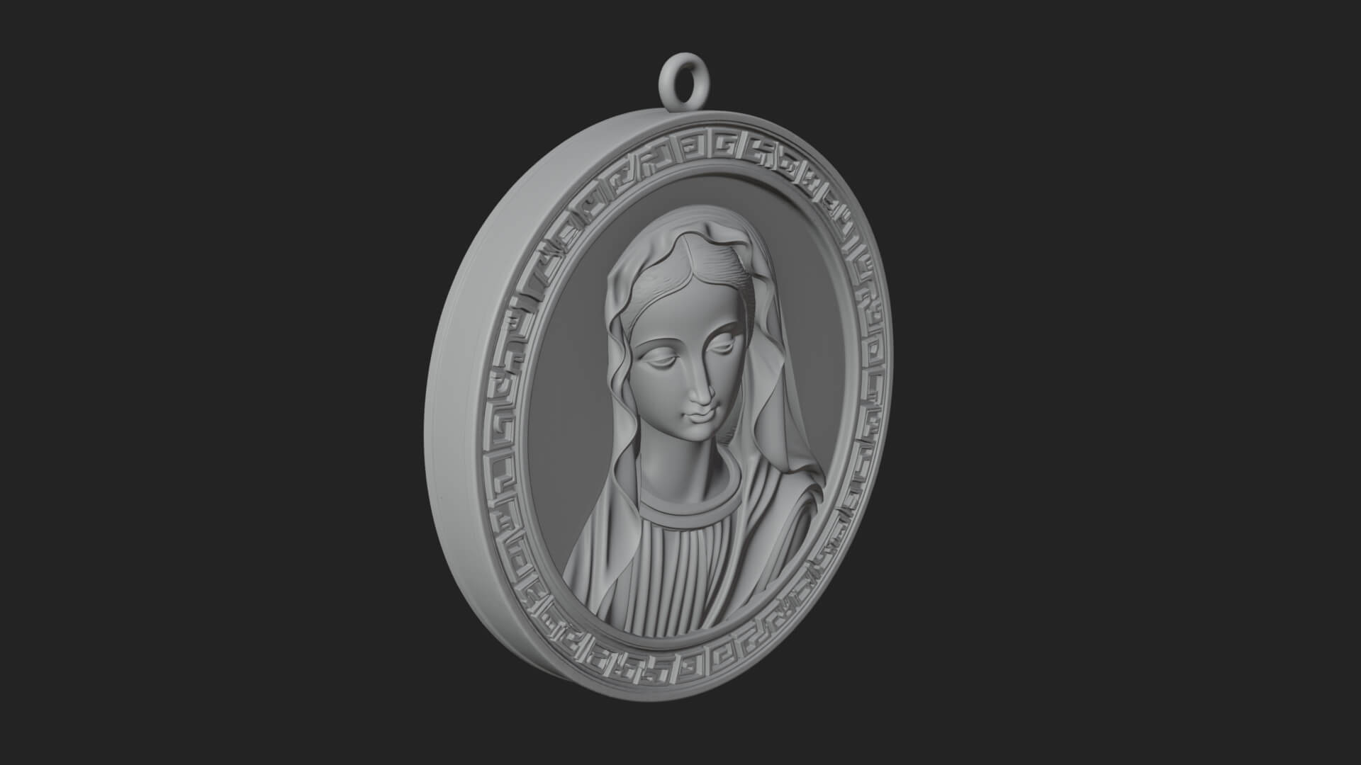 Veiled Madonna Oval Relief Plaque Design 5 3D Print Model 3D Model