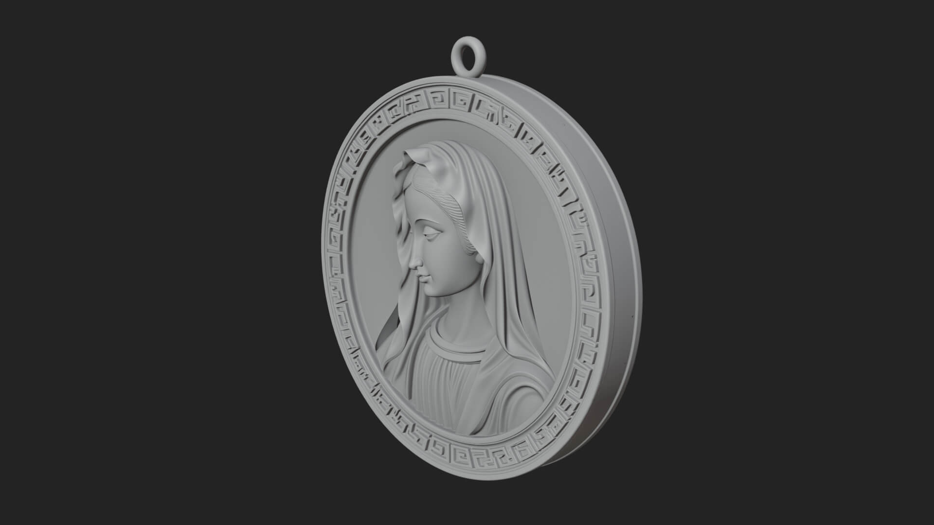 Veiled Madonna Oval Relief Plaque Design 5 3D Print Model 3D Model