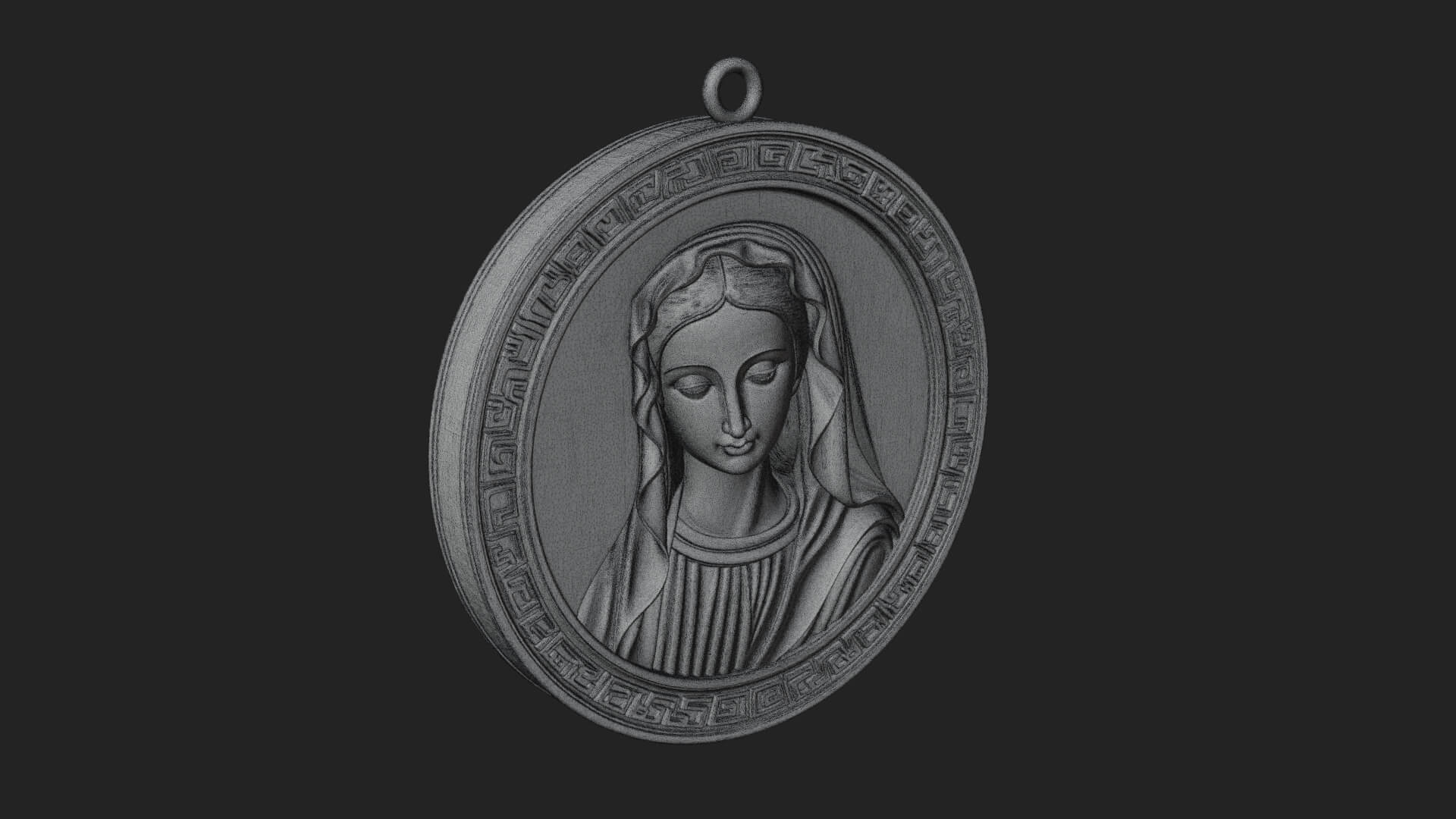 Veiled Madonna Oval Relief Plaque Design 5 3D Print Model 3D Model