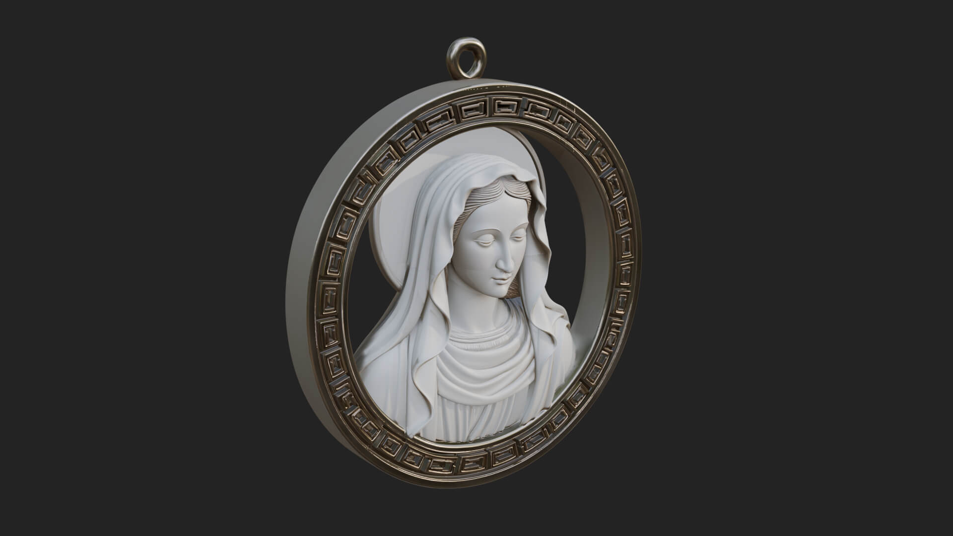 Veiled Madonna Oval Relief Plaque Design 6 3D Print Model 3D Model