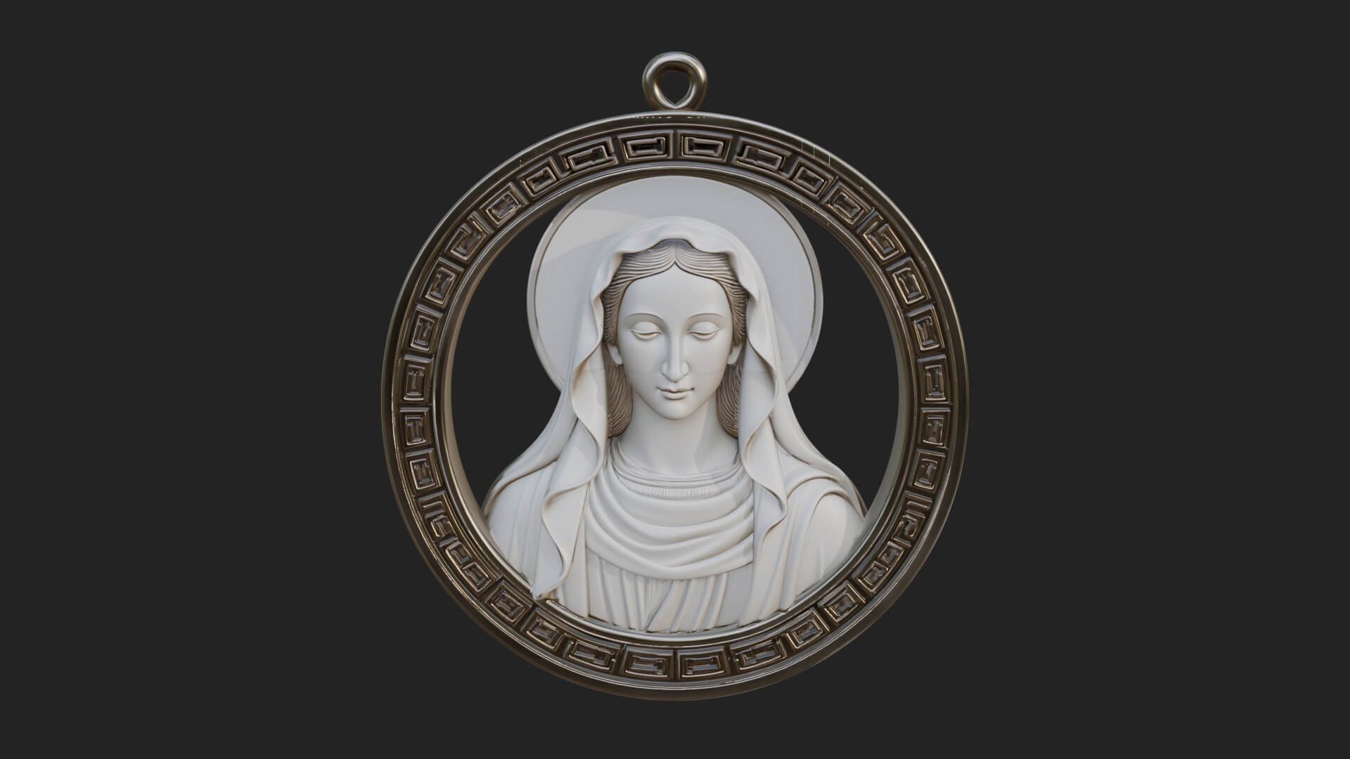 Veiled Madonna Oval Relief Plaque Design 6 3D Print Model 3D Model