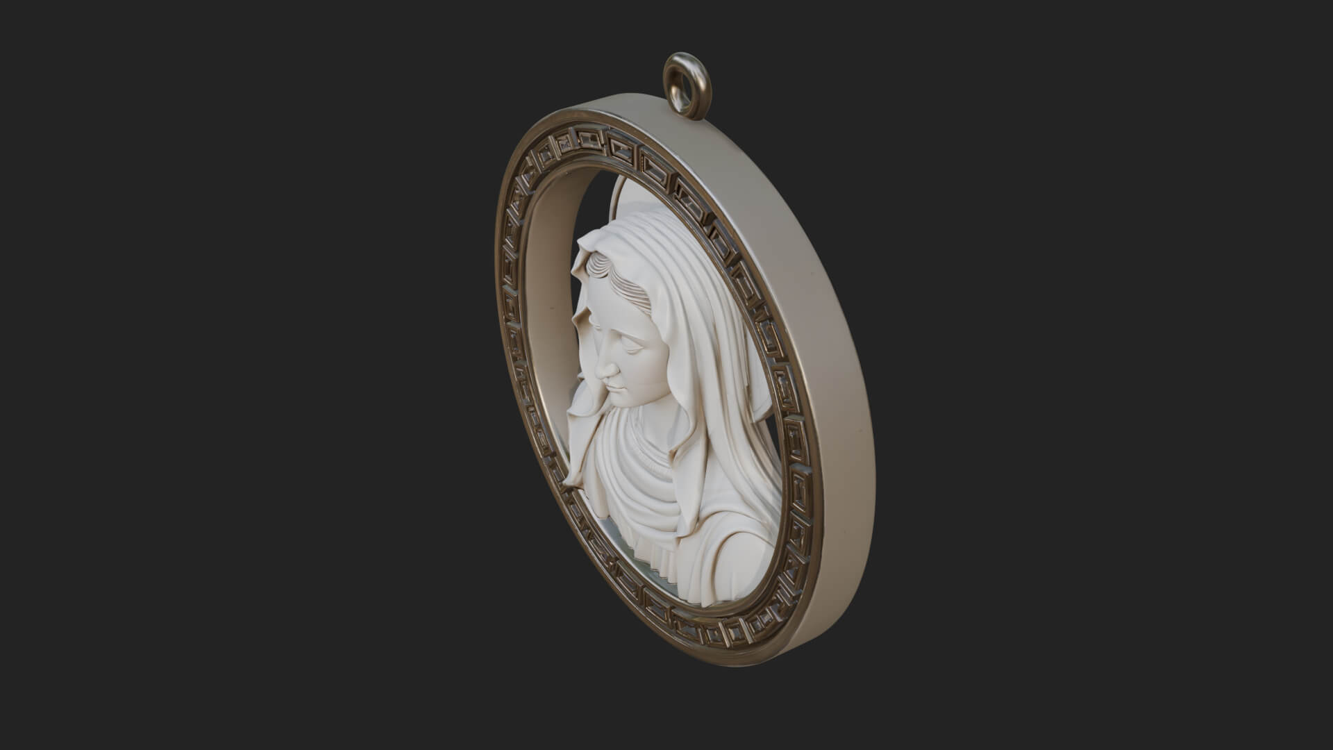 Veiled Madonna Oval Relief Plaque Design 6 3D Print Model 3D Model