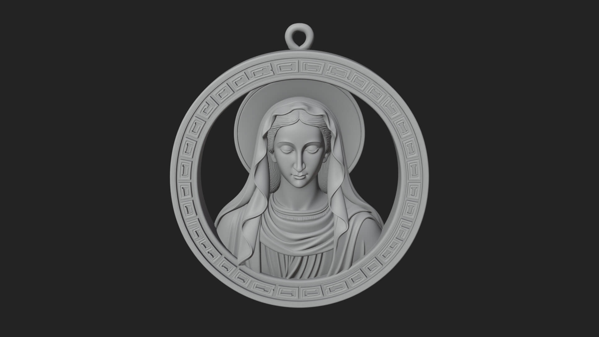 Veiled Madonna Oval Relief Plaque Design 6 3D Print Model 3D Model