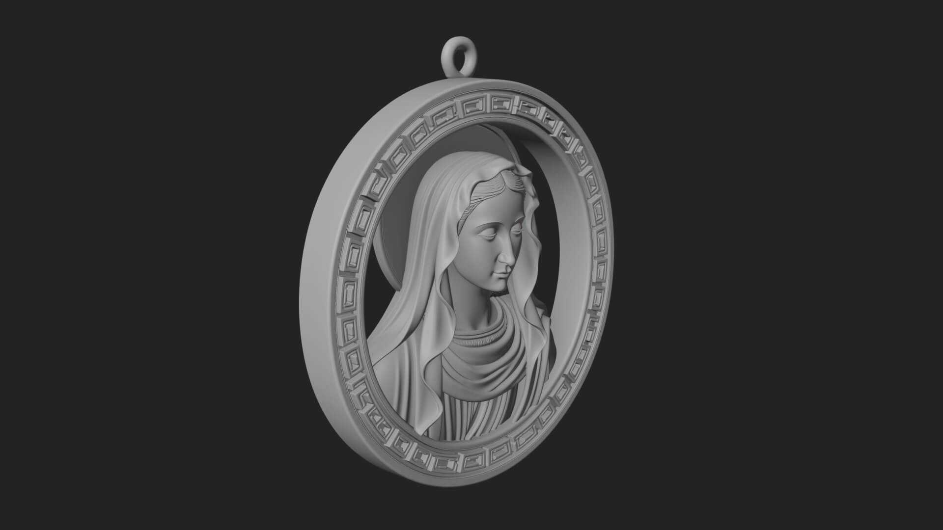 Veiled Madonna Oval Relief Plaque Design 6 3D Print Model 3D Model