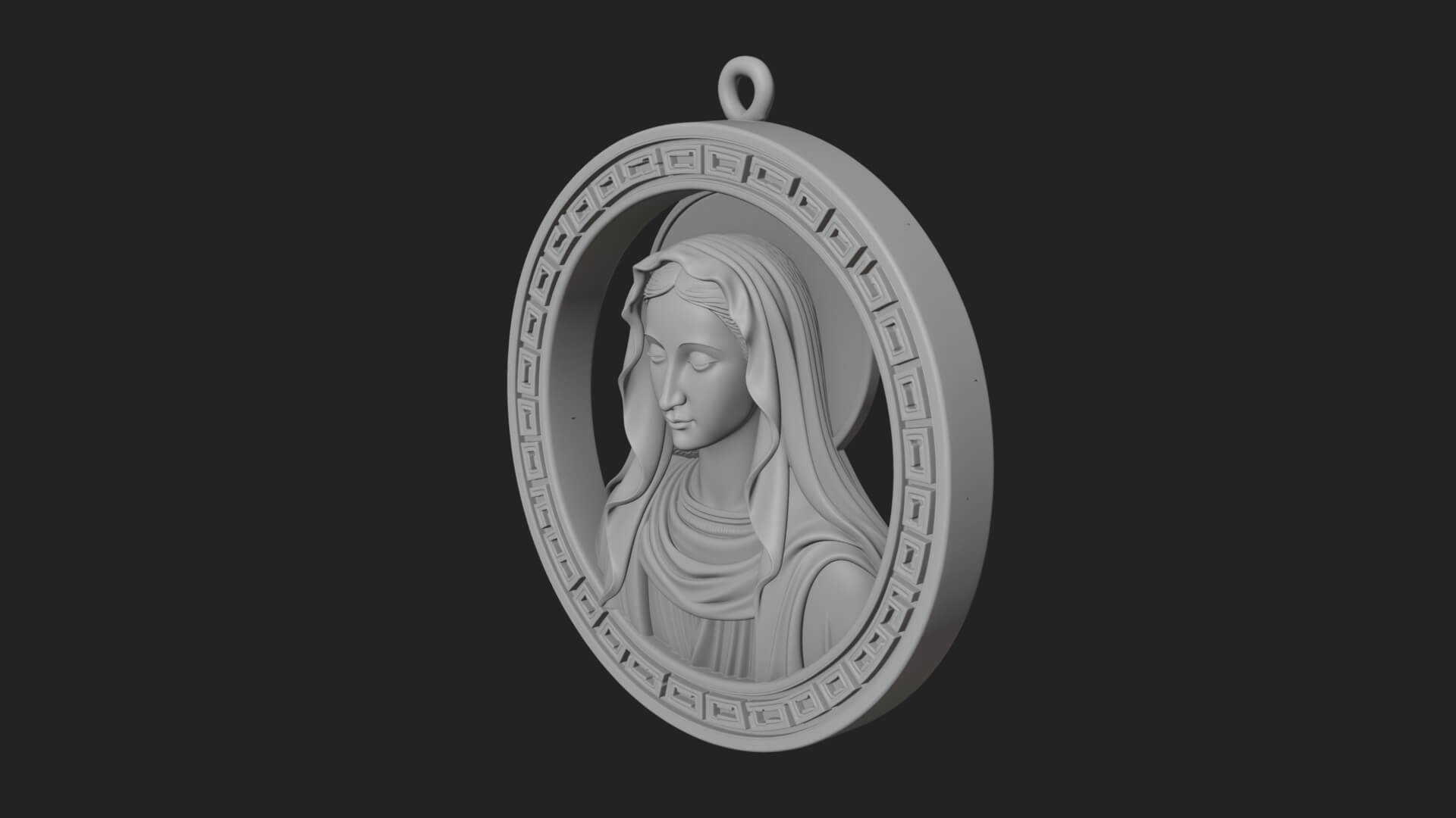 Veiled Madonna Oval Relief Plaque Design 6 3D Print Model 3D Model