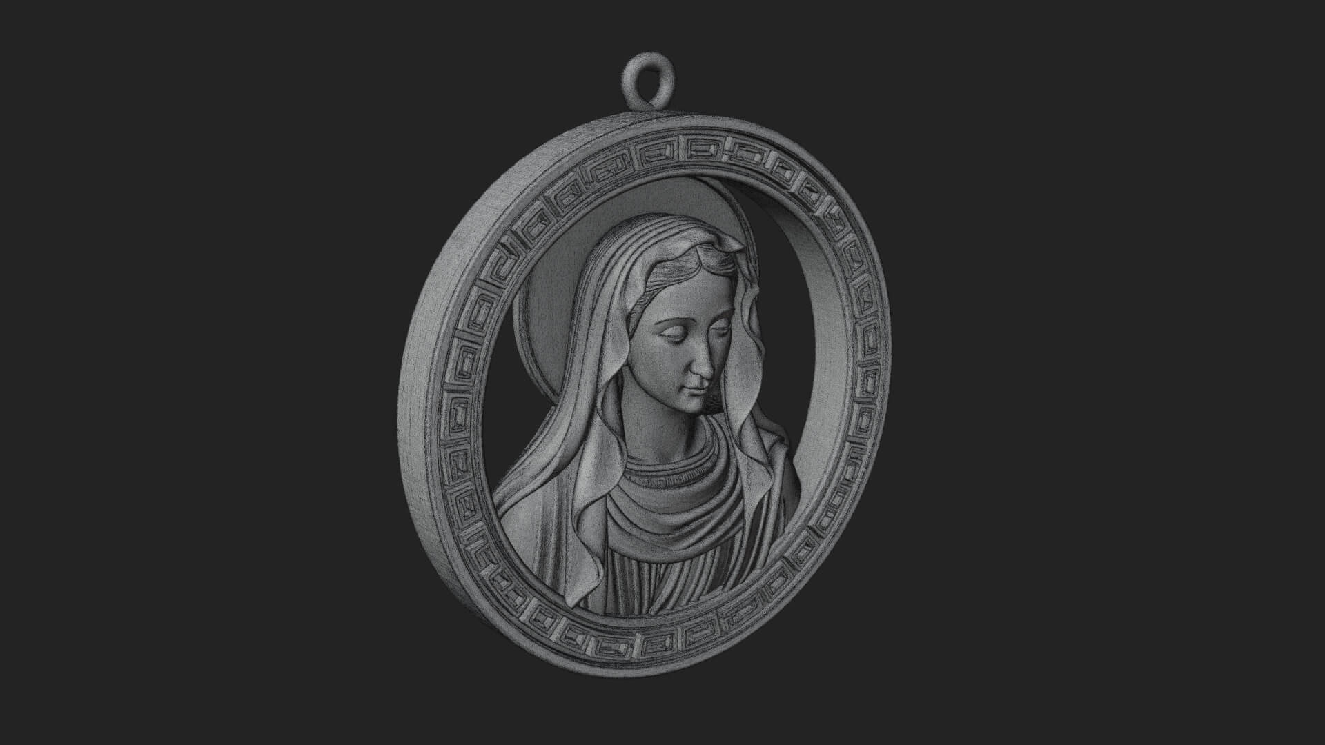 Veiled Madonna Oval Relief Plaque Design 6 3D Print Model 3D Model
