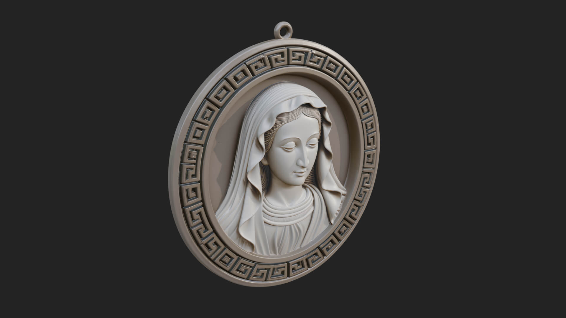 Veiled Madonna Oval Relief Plaque Design 7 3D Print Model 3D Model
