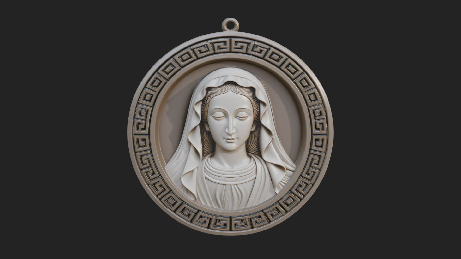 Veiled Madonna Oval Relief Plaque Design 7 3D Print Model 3D Model