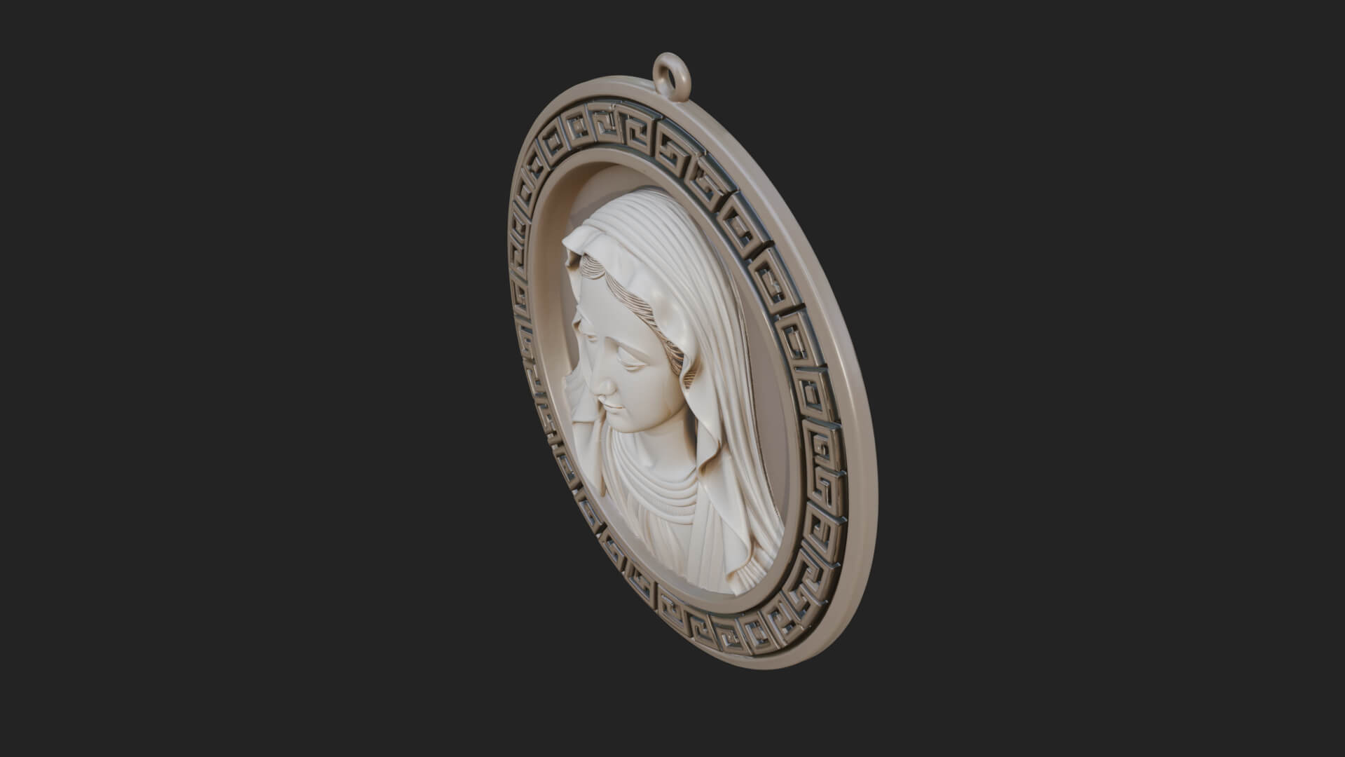 Veiled Madonna Oval Relief Plaque Design 7 3D Print Model 3D Model