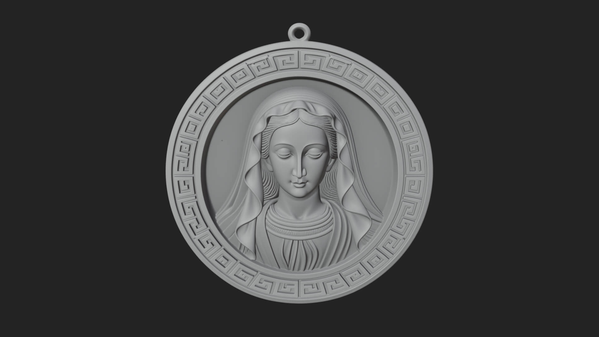 Veiled Madonna Oval Relief Plaque Design 7 3D Print Model 3D Model
