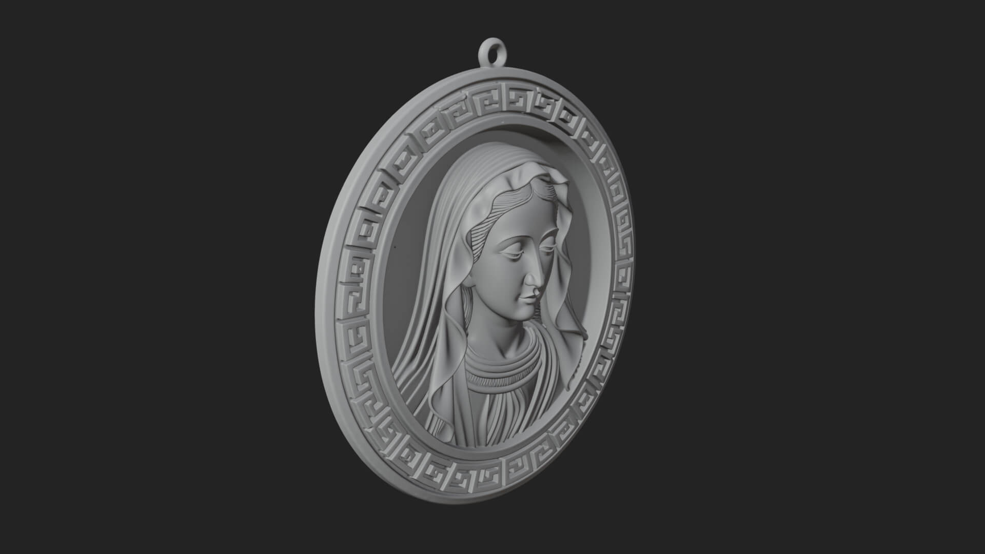 Veiled Madonna Oval Relief Plaque Design 7 3D Print Model 3D Model