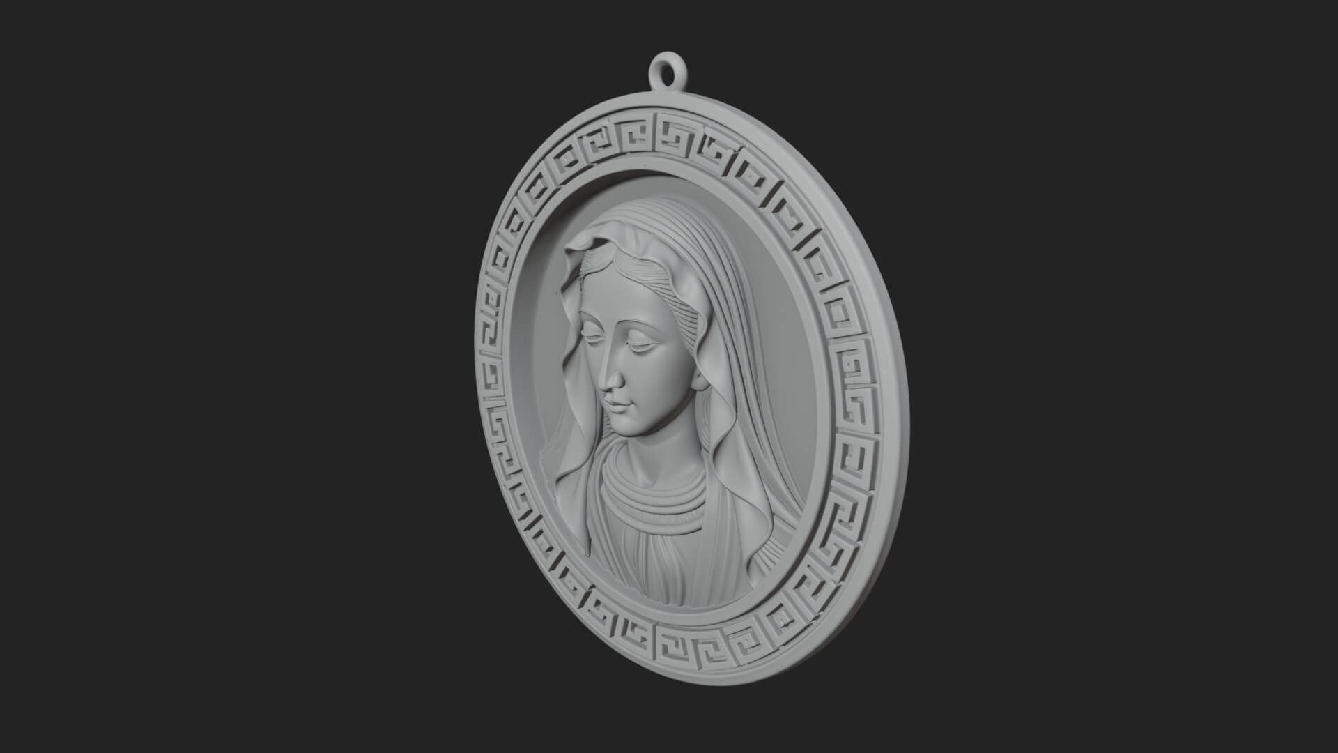 Veiled Madonna Oval Relief Plaque Design 7 3D Print Model 3D Model