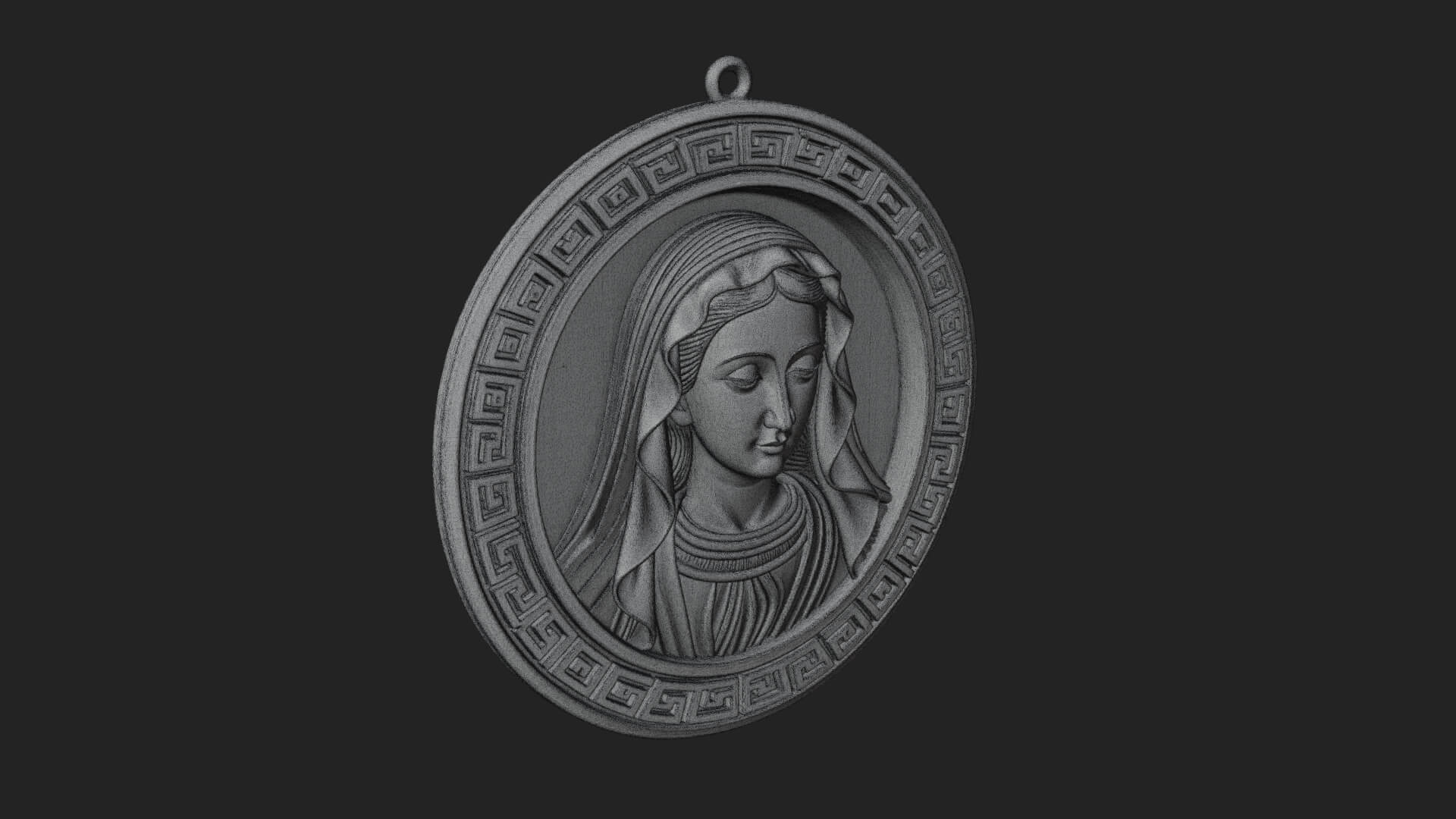 Veiled Madonna Oval Relief Plaque Design 7 3D Print Model 3D Model