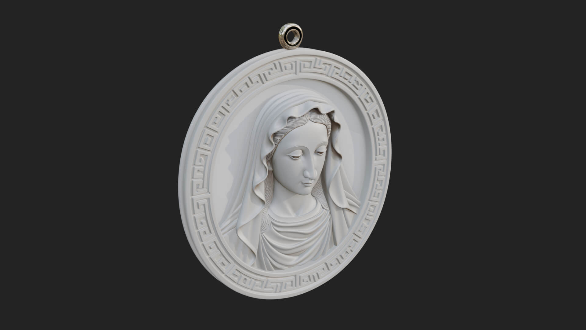 Veiled Madonna Oval Relief Plaque Design 8 3D Print Model 3D Model