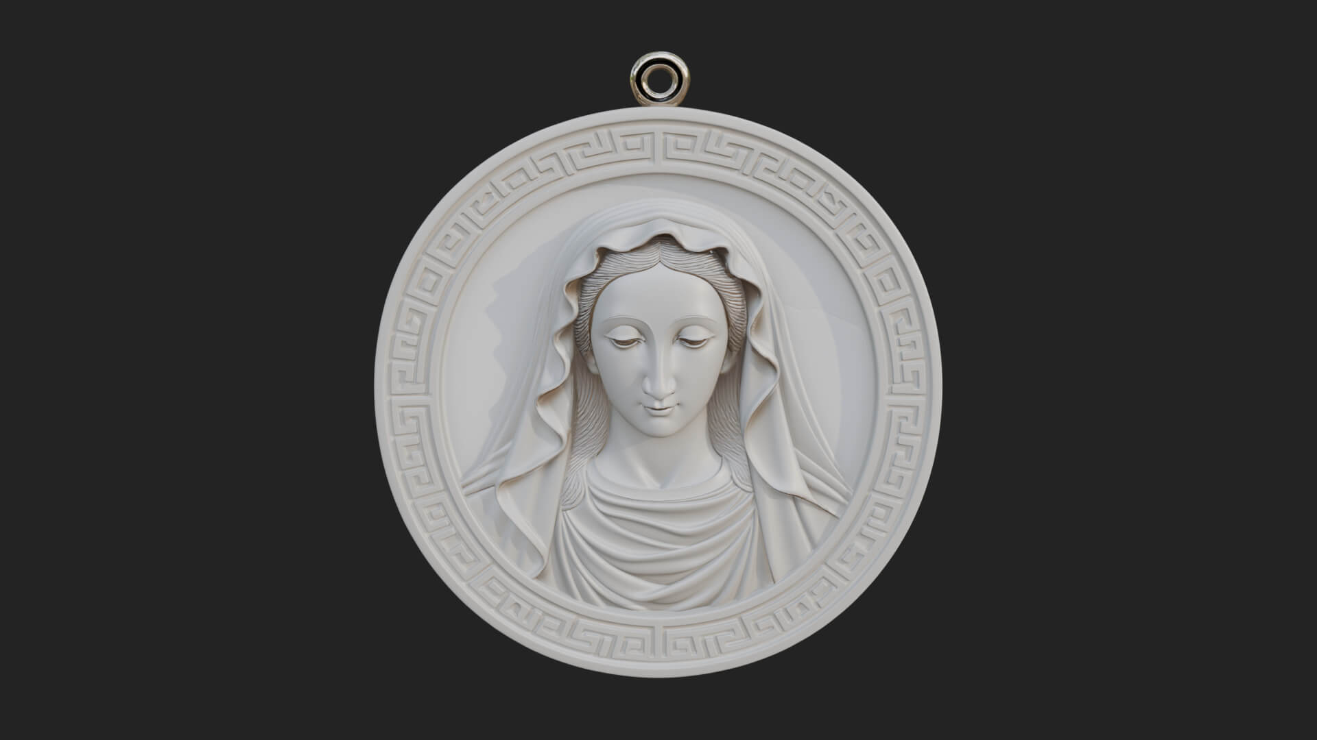Veiled Madonna Oval Relief Plaque Design 8 3D Print Model 3D Model