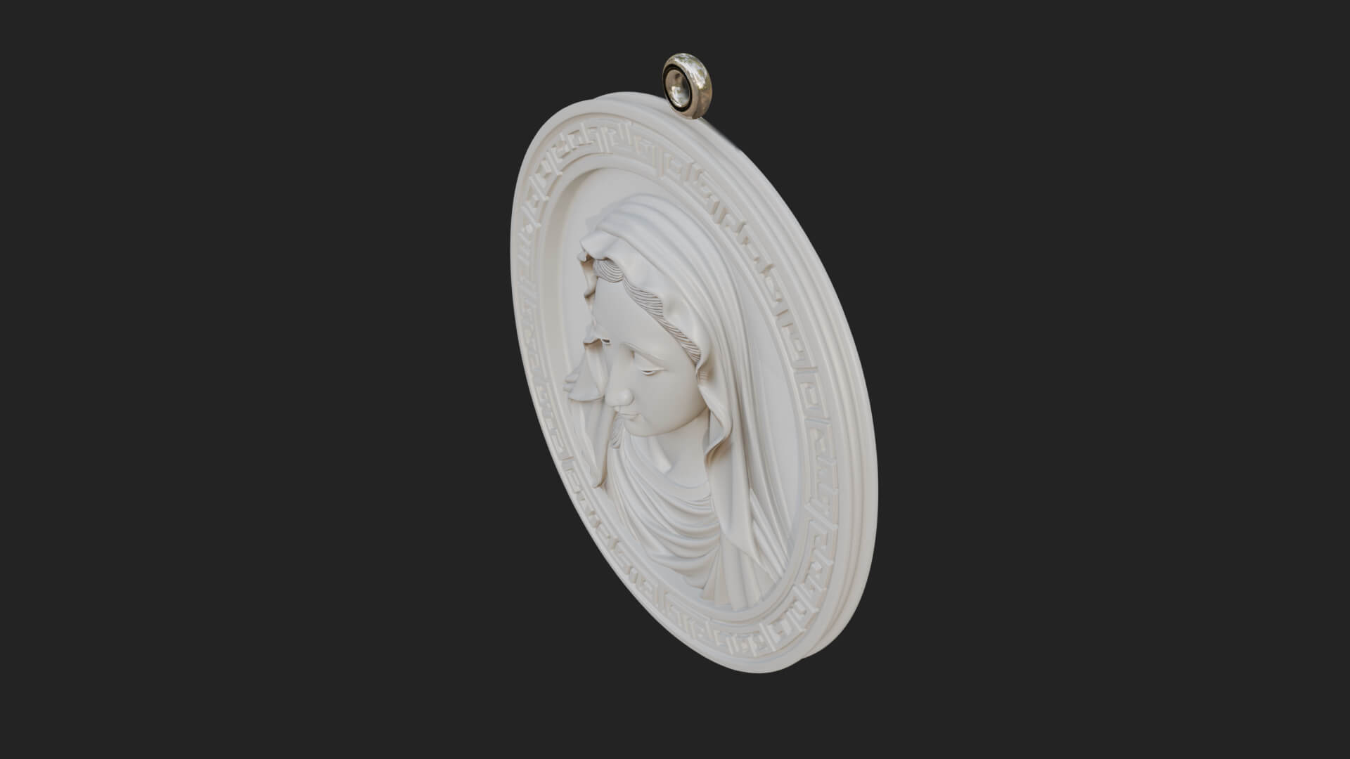 Veiled Madonna Oval Relief Plaque Design 8 3D Print Model 3D Model