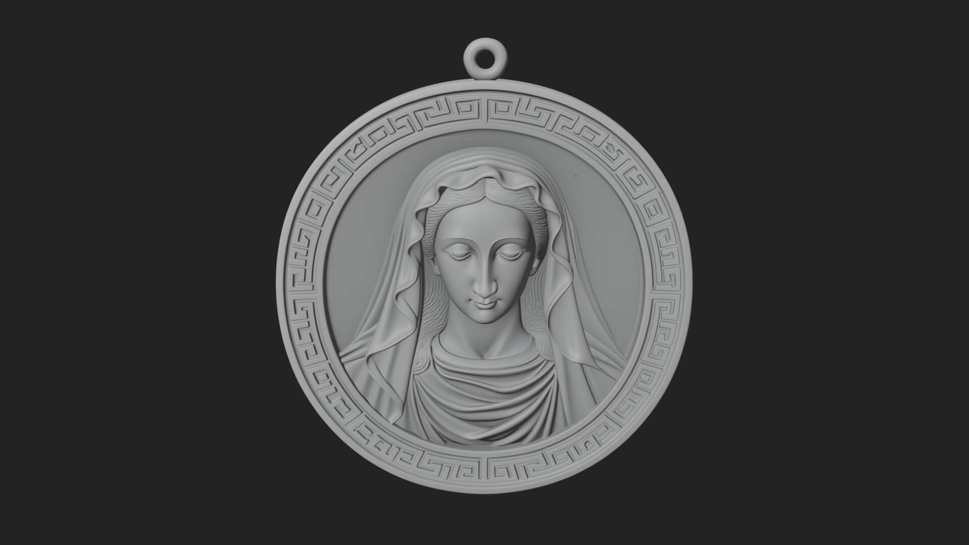 Veiled Madonna Oval Relief Plaque Design 8 3D Print Model 3D Model