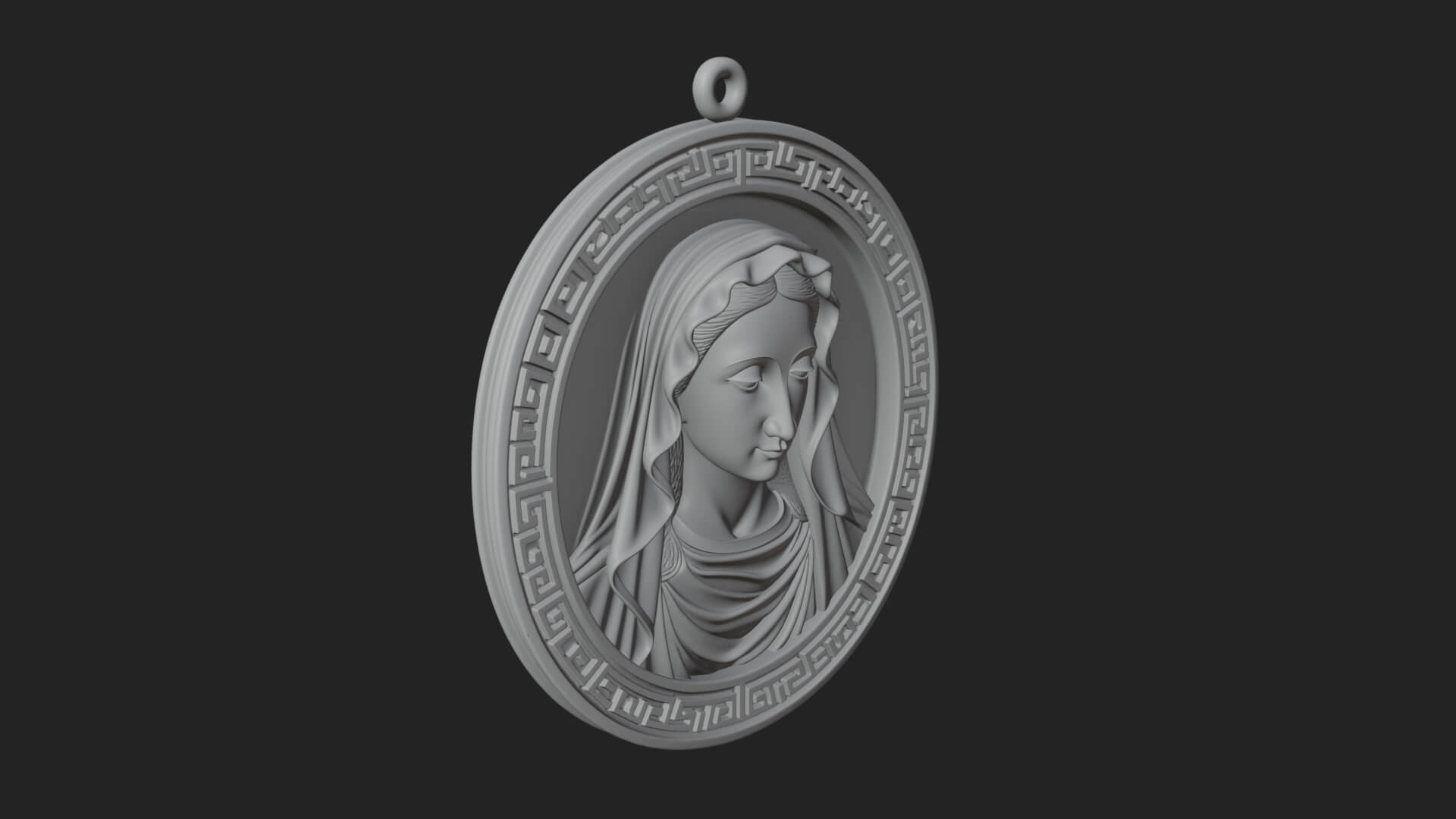 Veiled Madonna Oval Relief Plaque Design 8 3D Print Model 3D Model