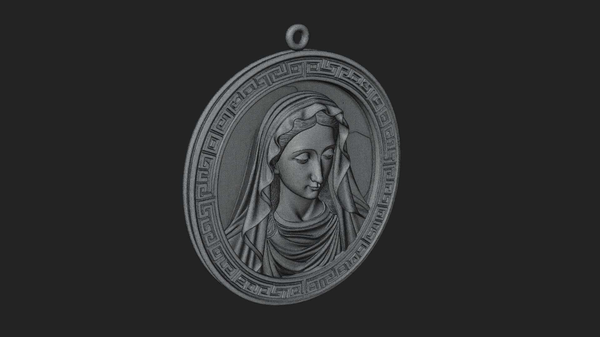 Veiled Madonna Oval Relief Plaque Design 8 3D Print Model 3D Model