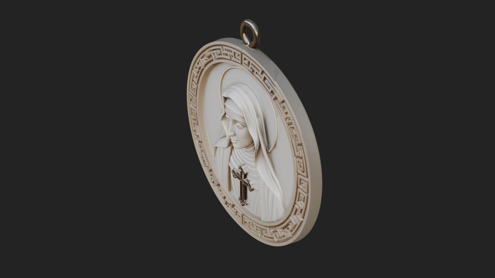 Veiled Nun Oval Relief Plaque Design 2 3D Print Model 3D Model