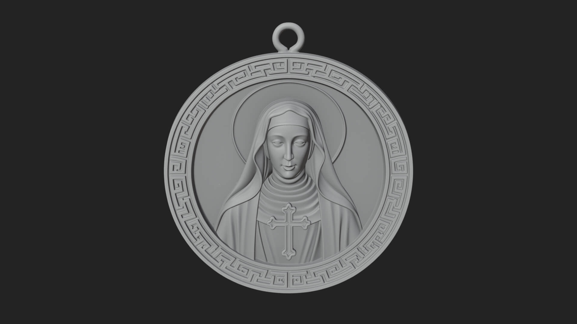 Veiled Nun Oval Relief Plaque Design 2 3D Print Model 3D Model