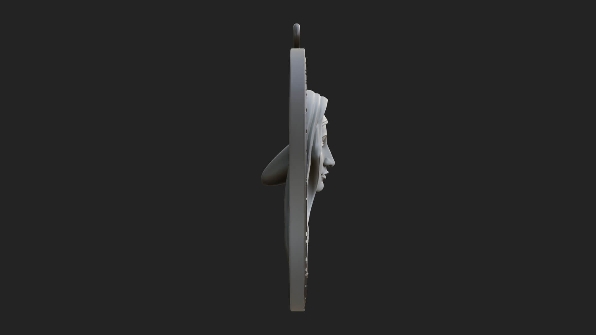 Veiled Nun Oval Relief Plaque Design 3 3D Print Model 3D Model