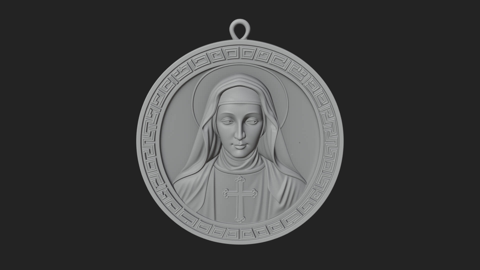 Veiled Nun Oval Relief Plaque Design 3 3D Print Model 3D Model