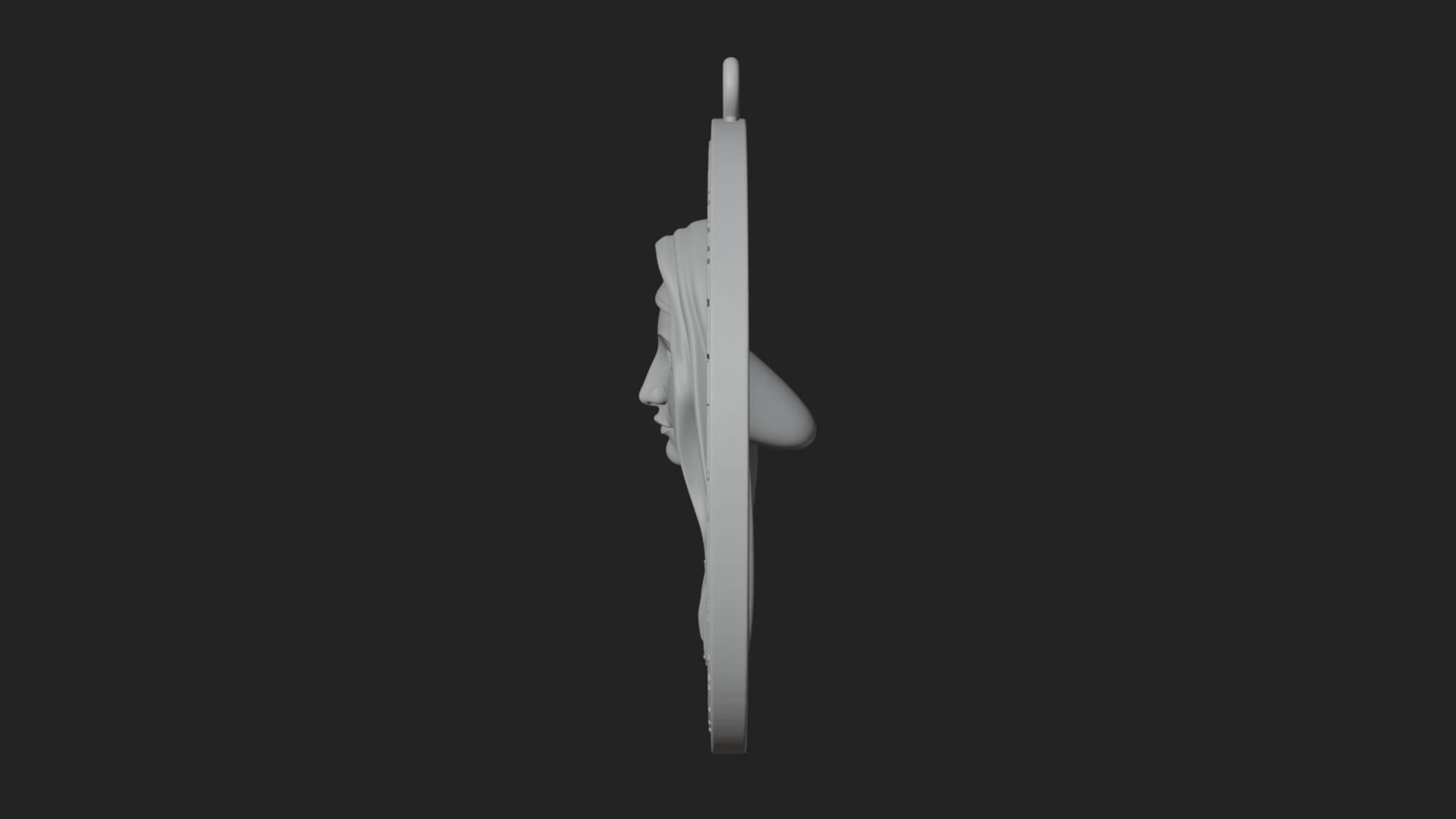 Veiled Nun Oval Relief Plaque Design 3 3D Print Model 3D Model