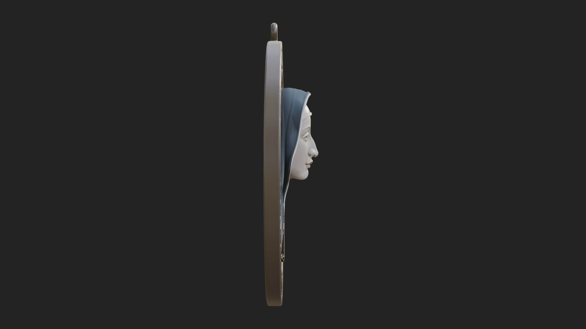 Veiled Nun Oval Relief Plaque Design 4 3D Print Model 3D Model