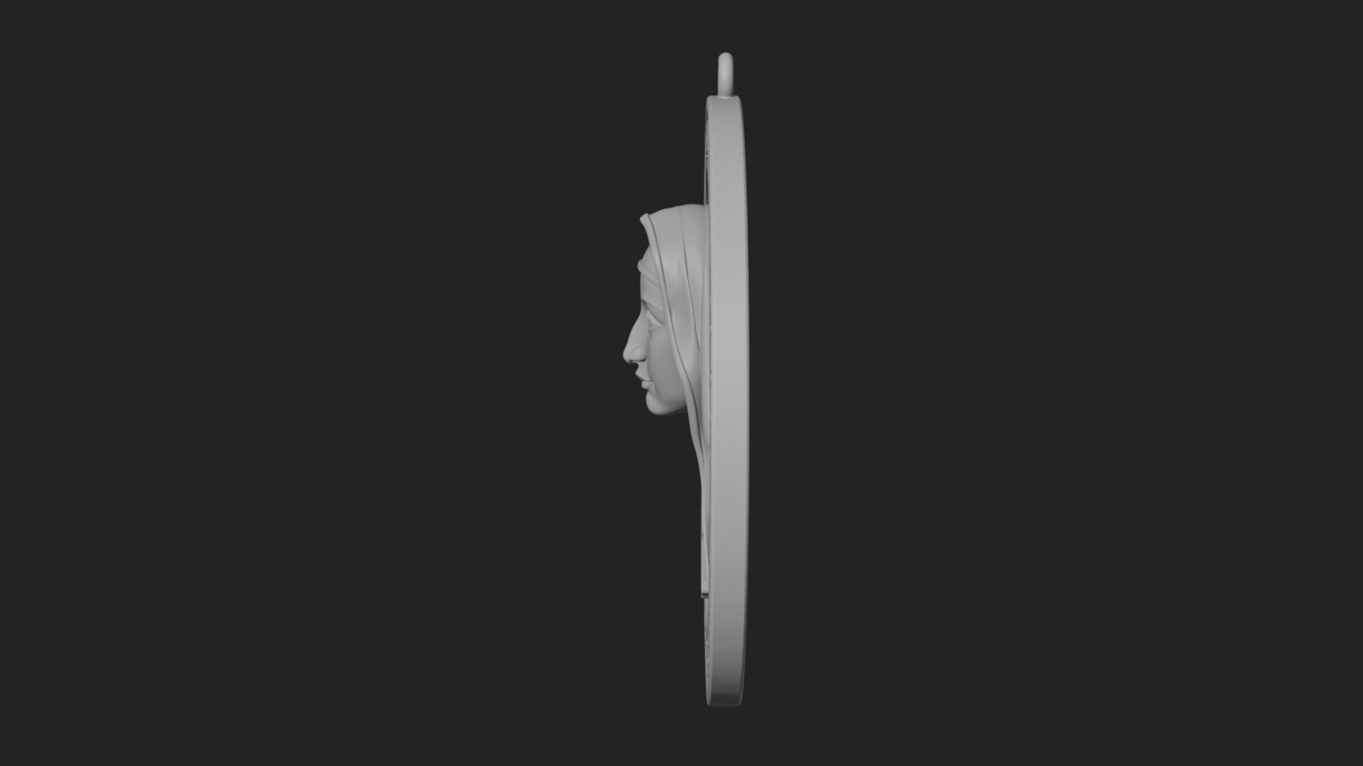 Veiled Nun Oval Relief Plaque Design 4 3D Print Model 3D Model