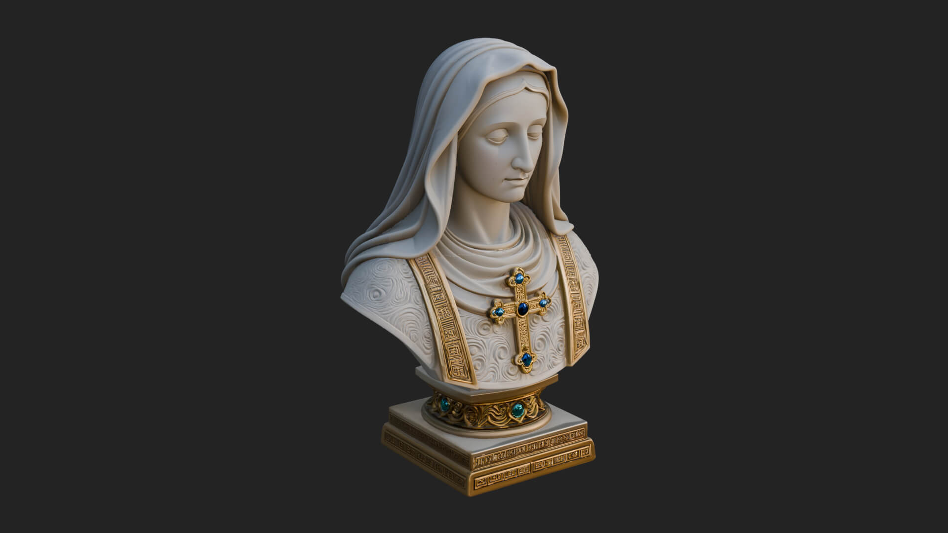 Veiled Saint Bust Statue Design 1 3D Print Model 3D Model