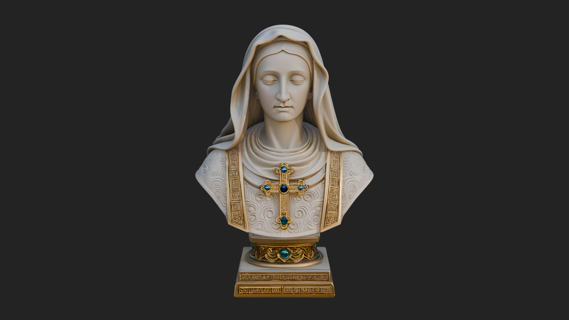 Veiled Saint Bust Statue Design 1 3D Print Model 3D Model