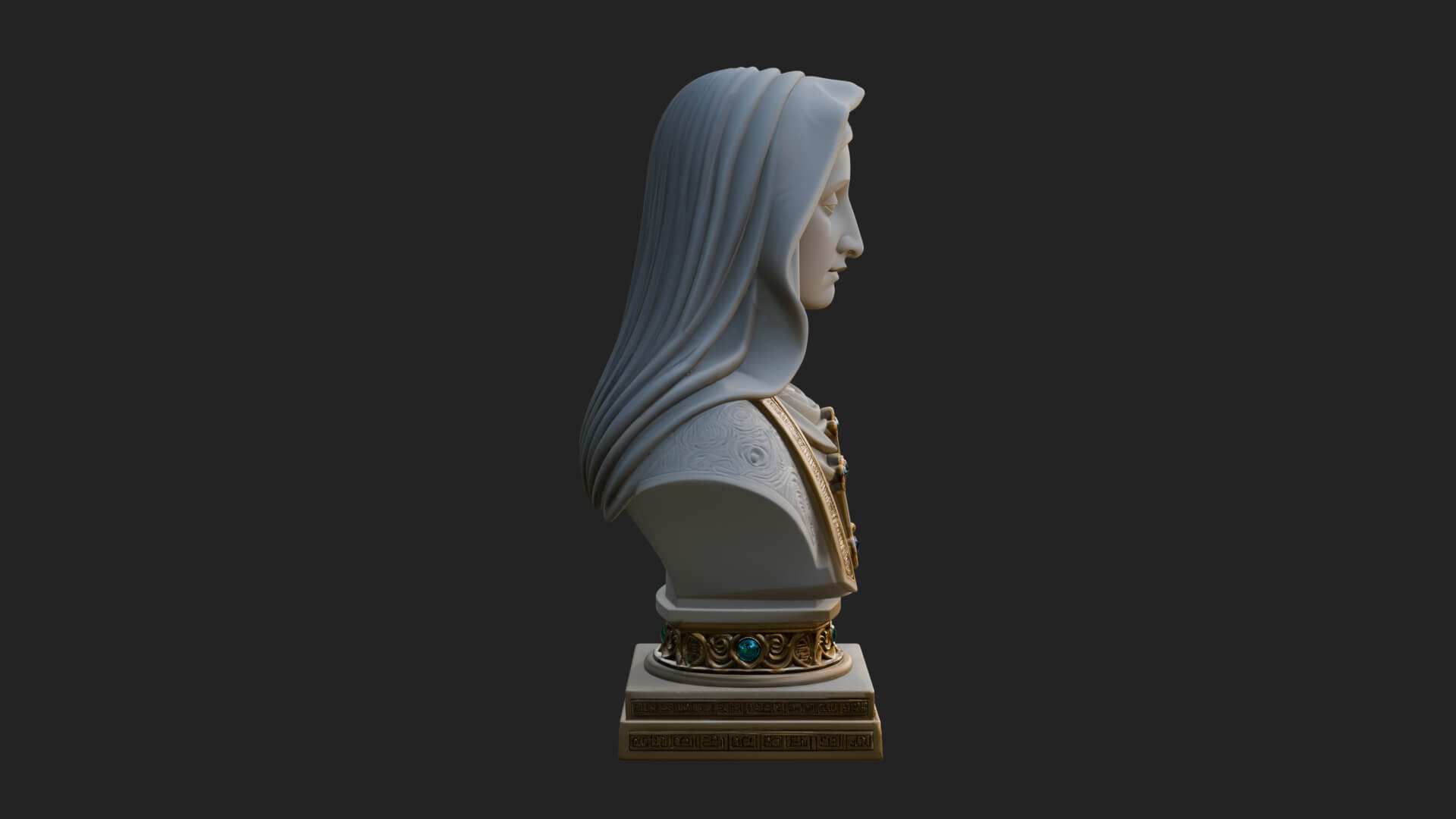 Veiled Saint Bust Statue Design 1 3D Print Model 3D Model