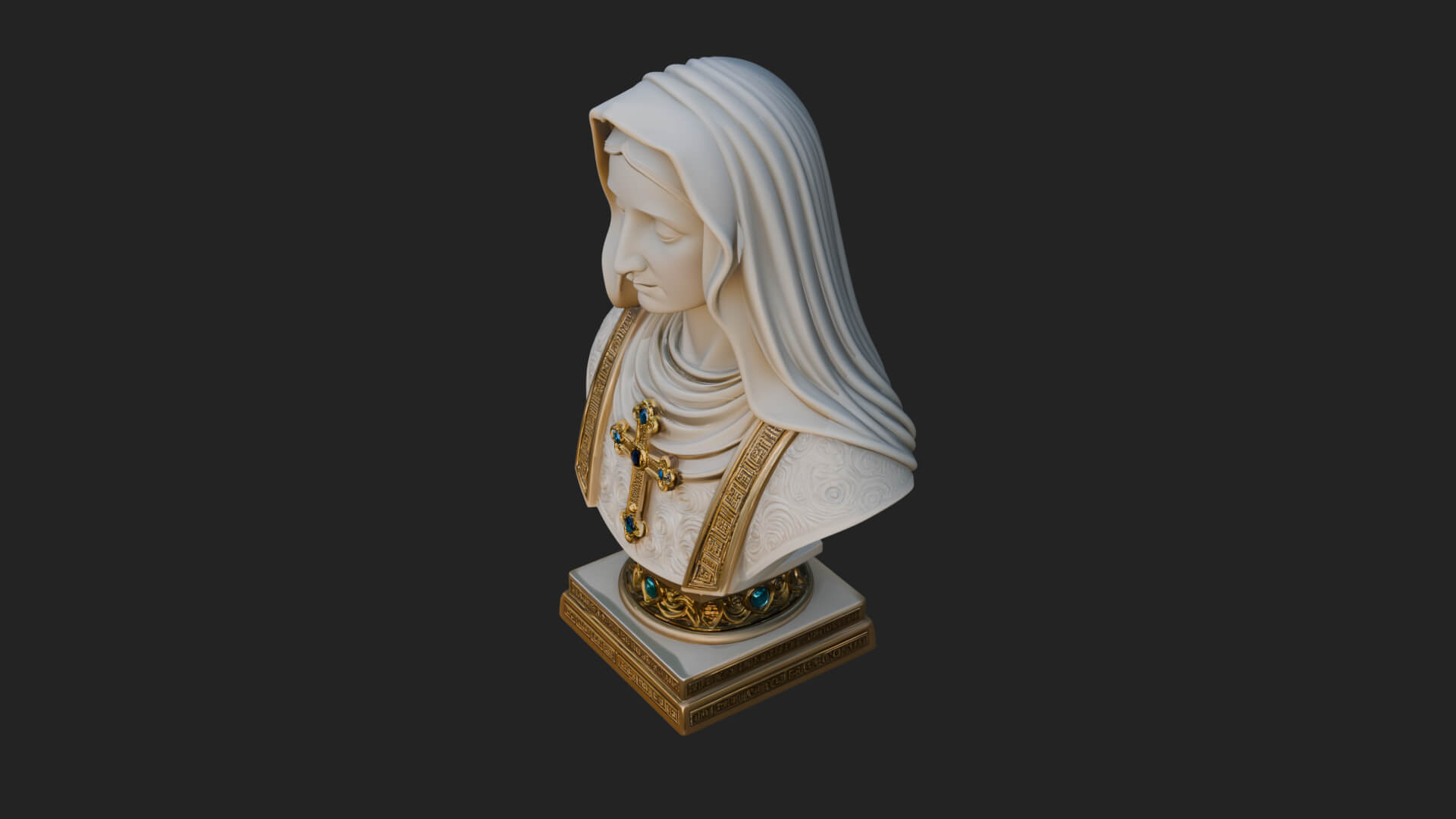 Veiled Saint Bust Statue Design 1 3D Print Model 3D Model