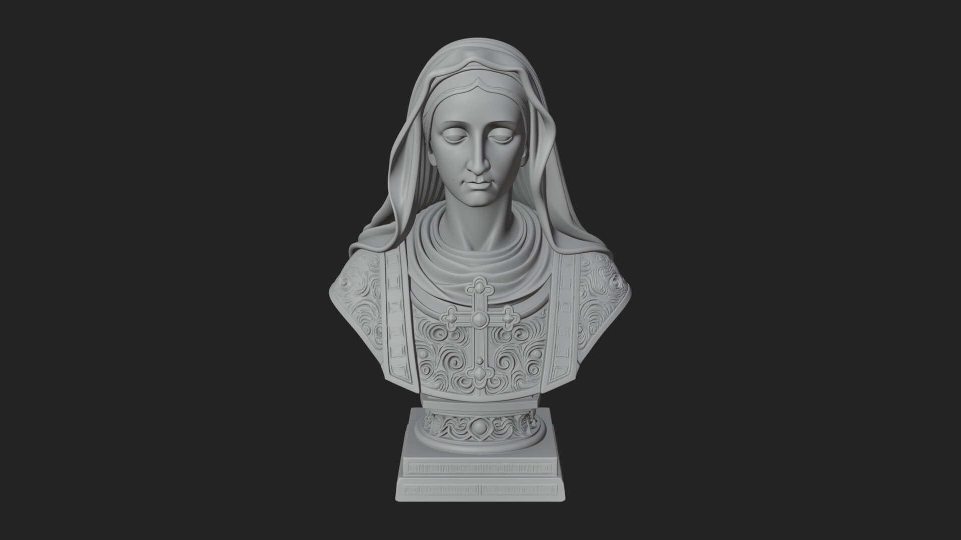 Veiled Saint Bust Statue Design 1 3D Print Model 3D Model
