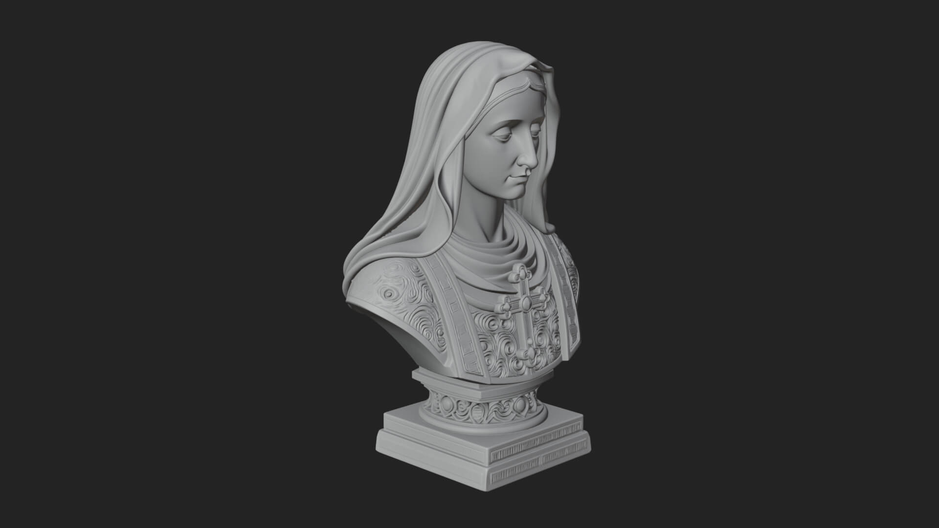 Veiled Saint Bust Statue Design 1 3D Print Model 3D Model