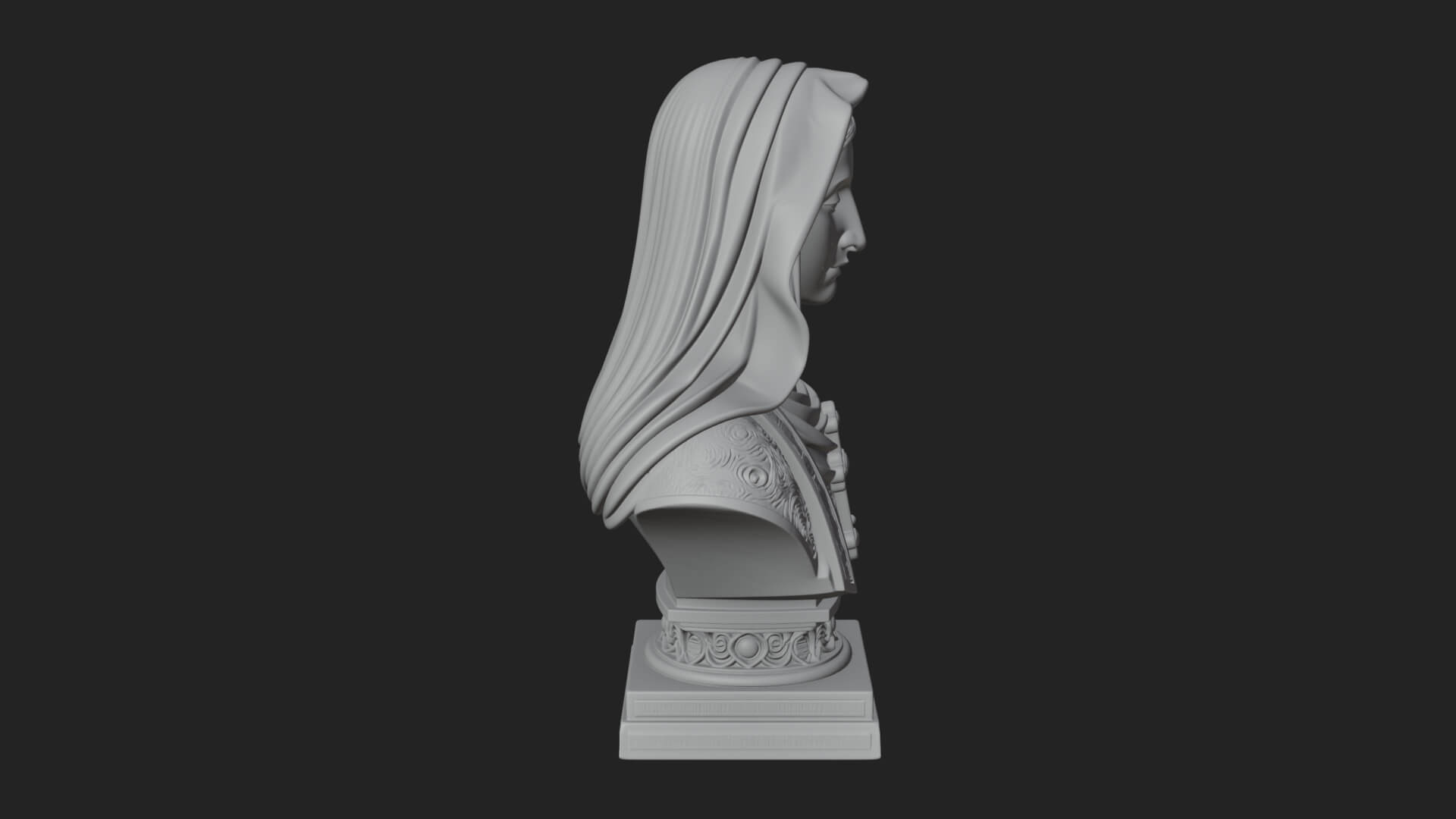 Veiled Saint Bust Statue Design 1 3D Print Model 3D Model