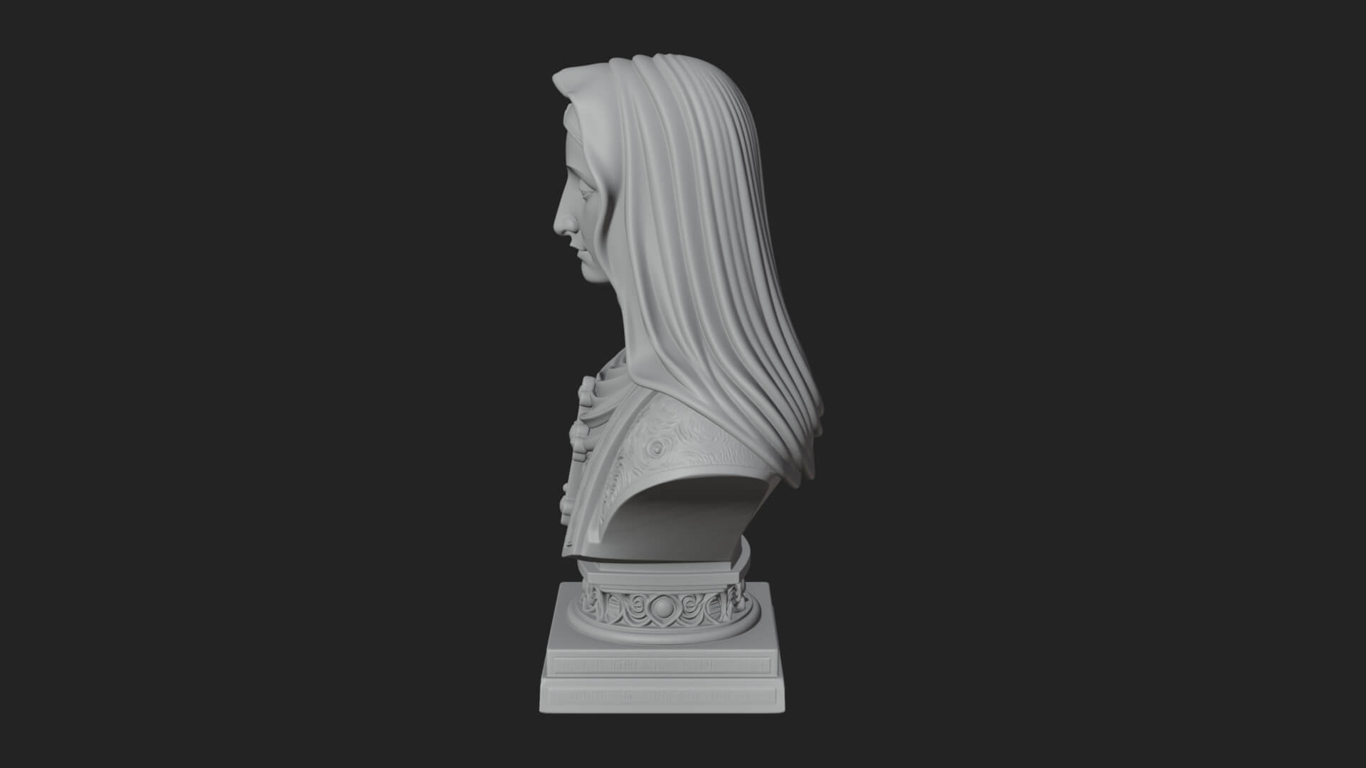Veiled Saint Bust Statue Design 1 3D Print Model 3D Model