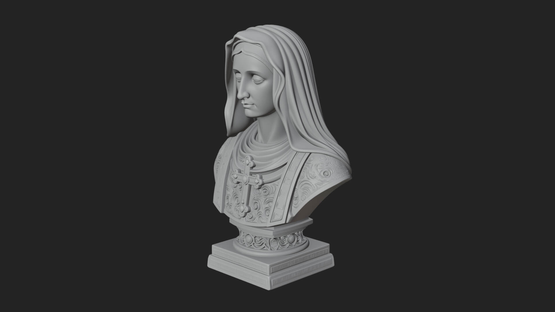 Veiled Saint Bust Statue Design 1 3D Print Model 3D Model