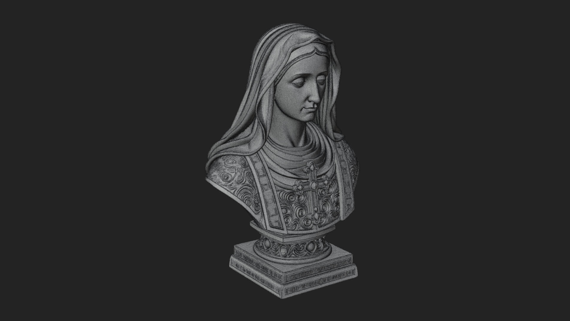 Veiled Saint Bust Statue Design 1 3D Print Model 3D Model